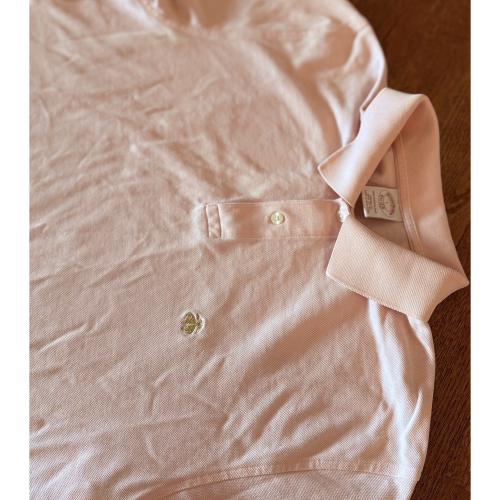 Brooks Brothers Performance Polo Shirt Mens L Pink Solid Cotton Knit Casual